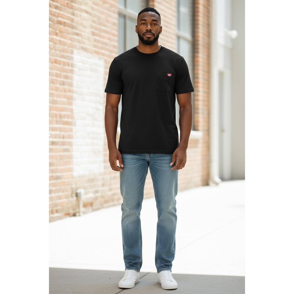 Wrangler Workwear Mens Large Black Pocket T-Shirt Performance‎ Short Sleeve Tee